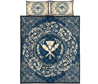 Hawaii Vintage Tribal Map Kanaka Quilt Bed Set - AH - Blue Blue - Polynesian Pride