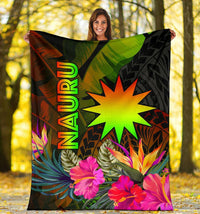 Nauru Polynesian Premium Blanket - Hibiscus and Banana Leaves - Polynesian Pride