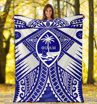 Guam Polynesian Premium Blanket - Guam White Seal with Polynesian Tattoo Ver 02 - Polynesian Pride