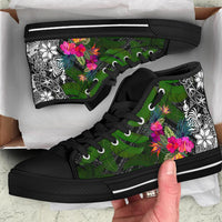 New Caledonia High Top Shoes - Turtle Plumeria Banana Leaf Crest - Polynesian Pride