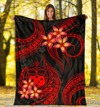 Samoa Polynesian Premium Blanket - Red Plumeria - Polynesian Pride
