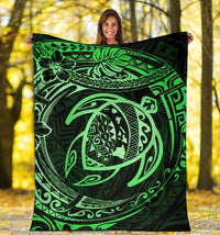 Hawaiian Turtle Polynesian Green Premium Blanket - Polynesian Pride