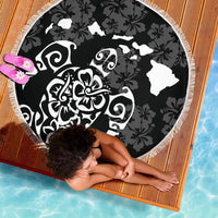 Turtle Hibiscus Map White Beach Blanket - Polynesian Pride