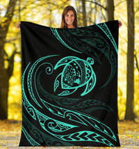 Hawaii Turtle Premium Blanket - Green - Frida Style - Polynesian Pride