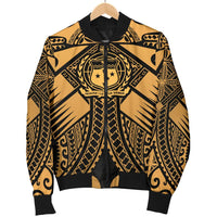 Samoa Polynesian Men's Bomber Jacket - Samoa Gold Seal with Polynesian Tattoo - Polynesian Pride