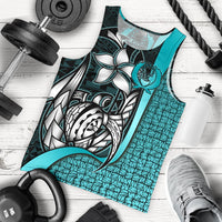 Pohnpei Micronesia Men's Tank Top Turquoise - Turtle With Hook - Polynesian Pride