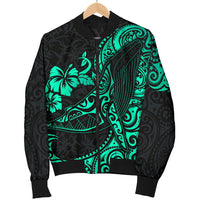 Polynesian Hawaii Men's Bomber Jacket - Polynesian Turquoise Humpback Whale - Polynesian Pride
