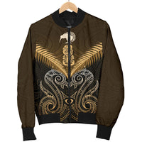 Maori Manaia New Zealand Women Bomber Jacket Gold - Polynesian Pride