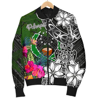 Pohnpei Men Bomber Jacket - Turtle Plumeria Banana Leaf - Polynesian Pride