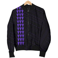 Hawaii Kakau Polynesian Turtle Map Women's Bomber Jacket - Purple - Polynesian Pride