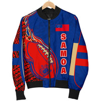 Samoa Men's Bomber Jacket - Rugby Ball Fire - Polynesian Pride