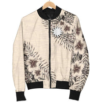 Nauru Men's Bomber Jacket - The Beige Hibiscus - Polynesian Pride