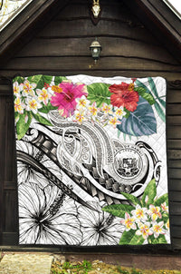 Polynesian Hawaii Premium Quilt - Summer Plumeria (White) - Polynesian Pride