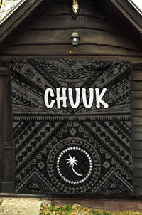Chuuk Premium Quilt - Chuuk Seal With Polynesian Tattoo Style ( Black) - Polynesian Pride