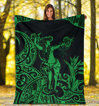 Polynesian Hawaii Premium Blanket - Hula Girl Green - Polynesian Pride