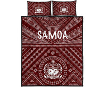 Samoa Quilt Bed Set - Samoa Seal In Polynesian Tattoo Style (Red) - Polynesian Pride
