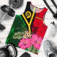 Vanuatu Men's Tank Top - Vanuatu Flag with Hibiscus Red - Polynesian Pride