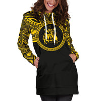 Norfolk Island Women Hoodie Dress - Norfolk Island Coat Of Arms Polynesian Gold Black - Polynesian Pride