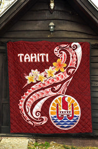 Tahiti Premium Quilt - Tahiti Seal Polynesian Patterns Plumeria - Polynesian Pride