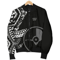 Yap Men's Bomber Jacket - Micronesian Pattern Flash Black Black - Polynesian Pride