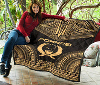 Pohnpei Premium Quilt - Pohnpie Flag Polynesian Chief Gold Version - Polynesian Pride