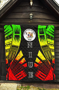 Niue Premium Quilt - Niue Seal Polynesian Reggae Tattoo - Polynesian Pride