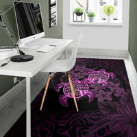 hawaii Rug - Turtle Strong Pattern Hibiscus Plumeria Pink AH - Polynesian Pride