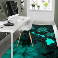 Hawaii Turtle Hibiscus Map Polynesian Area Rug AH - Polynesian Pride