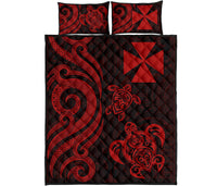 Wallis and Futuna Quilt Bed Set - Red Tentacle Turtle - Polynesian Pride