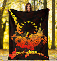 Cook Islands Polynesian Premium Blanket - Swordfish With Hibiscus - Polynesian Pride
