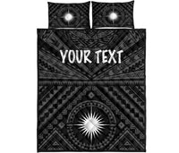 Marshall Personalised Quilt Bed Set - Marshall Seal With Polynesian Tattoo Style ( Black) - Polynesian Pride