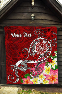 Tahiti Custom Personalised Premium Quilt - Turtle Plumeria (Red) - Polynesian Pride