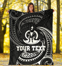 Vanuatu Polynesian Custom Personalised Premium Blanket - White Tribal Wave - Polynesian Pride