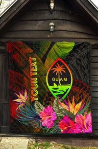 Guam Polynesian Personalised Premium Quilt - Hibiscus and Banana Leaves - Polynesian Pride