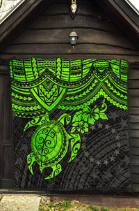 Cook Islands Polynesian Premium Quilt - Green Turtle - Polynesian Pride