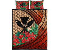 Kanaka Maoli (Hawaiian) - Quilt Bed Set Lauhala Polynesian Hibiscus Red Red - Polynesian Pride