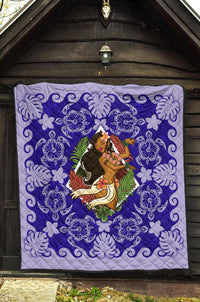 Hawaii Polynesian Premium Quilt - Hawaiian Dancing Girl Blue - Polynesian Pride