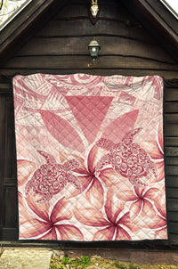 Hawaii Turtle Kanaka Plumeria Polynesian Pink Premium Quilt - Polynesian Pride