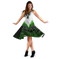 New Zealand Green Rugby Maori Manaia Women Midi Dress - Polynesian Pride