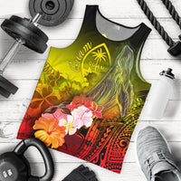 Guam Men's Tank Top - Humpback Whale with Tropical Flowers (Yellow) Yellow - Polynesian Pride