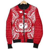 Samoa Polynesian Men's Bomber Jacket Map Red White - Polynesian Pride
