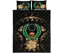 Pohnpei Polynesian Quilt Bed Set Hibiscus Gold - Polynesian Pride
