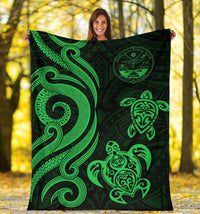 Marshall Islands Premium Blanket - Tentacle Turtle Green - Polynesian Pride