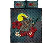Palau Quilt Bed Set - Blue Turtle Tribal Blue - Polynesian Pride