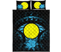 Palau Polynesian Quilt Bed Set Hibiscus Blue - Polynesian Pride