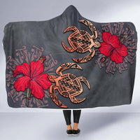 Hawaii Turtle Hibiscus Polynesian Hooded Blanket - Khoi Style - AH - Polynesian Pride