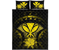 Kanaka Maoli (Hawaii) Polynesian Quilt Bed Set Hibiscus Yellow - Polynesian Pride