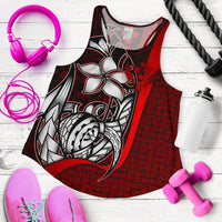 Kosrae Micronesia Women's Racerback Tank Red - Turtle With Hook - Polynesian Pride