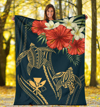 Hawaii Polynesian Turtle Hibiscus Premium Blanket - Nolan Style - Polynesian Pride