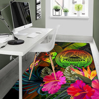 American Samoa Polynesian Area Rug - Hibiscus and Banana Leaves - Polynesian Pride